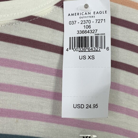 American Eagle Soft & Sexy Tee Top Women XS Striped NWT Hi-low - Picture 7 of 10